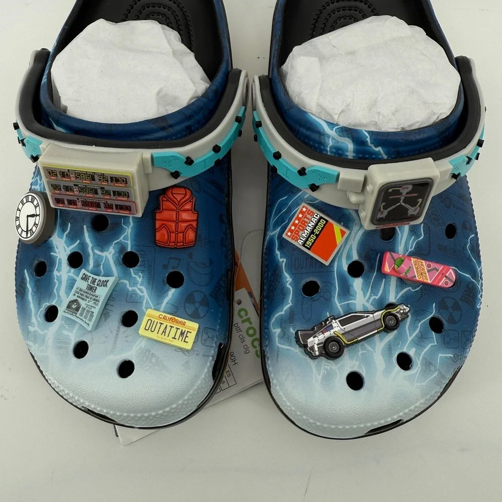 Crocs Back to The Future Classic Clogs Men 6/Women 8 Jibbitz Light Up 211503-90H